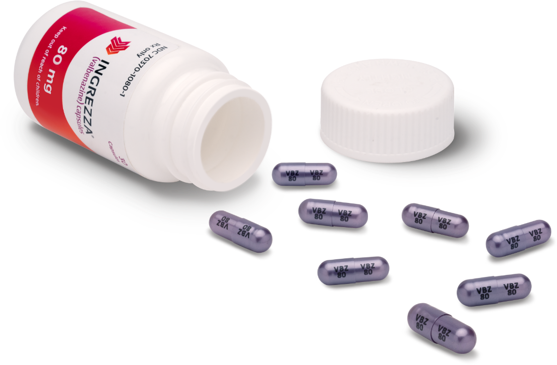 Bottle of INGREZZA® (valbenazine) capsules