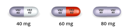 INGREZZA (valbenazine) 40mg capsule, 60mg capsule, and 80mg capsule